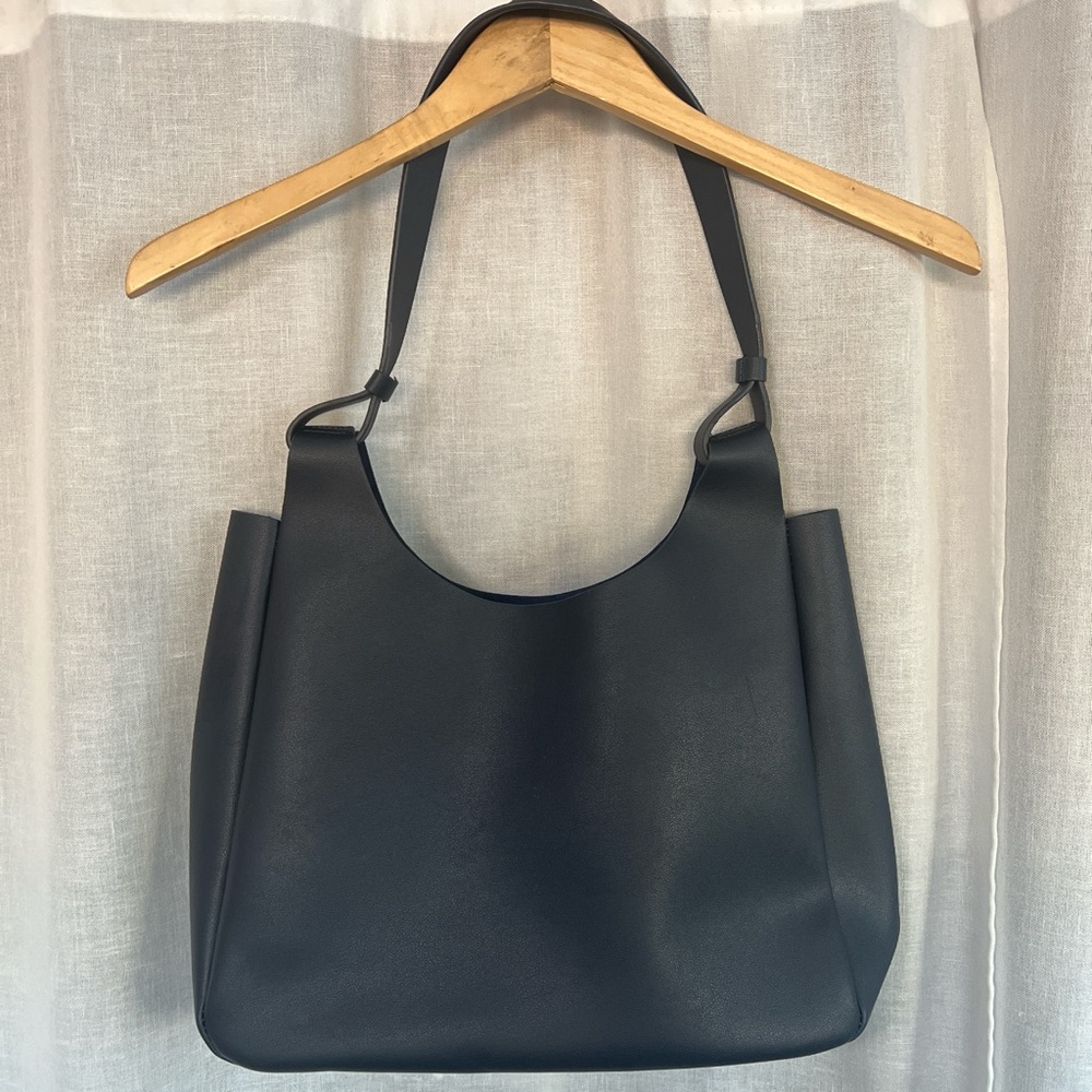 Neiman Marcus faux/vegan leather navy blue hobo shoulder bag